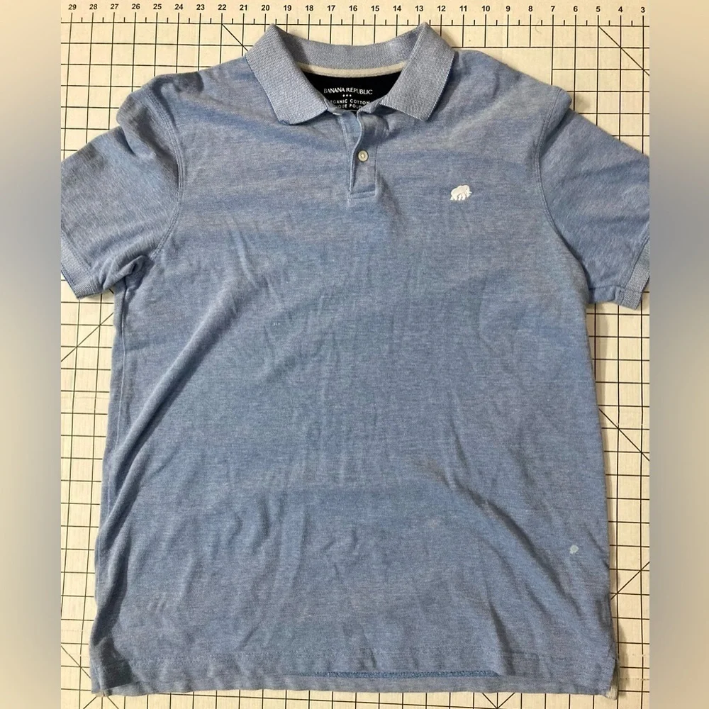 Banana Republic Men’s Size Large Blue Organic Cotton Pique Polo‎ Shirt